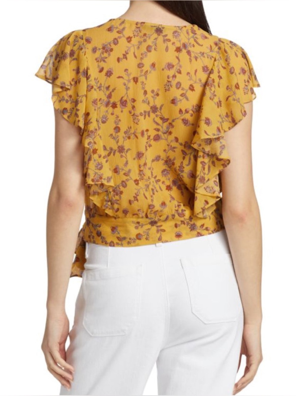 NWOT Paige Trista Silk Blouse in Tumeric Floral size S - Picture 3 of 12